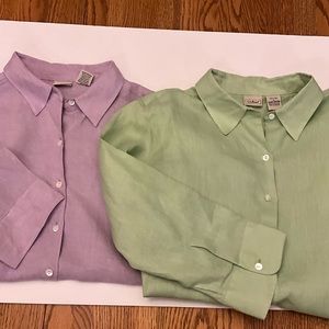 LL BEAN LINEN WOMENS SHIRTS SIZE L